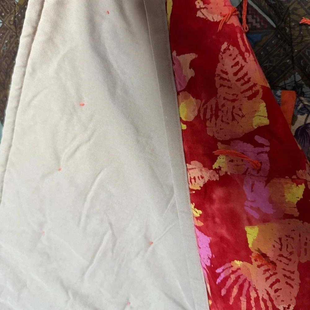 Handmade Tied Patchwork Quilt Geometric Floral Batik‎ Multi Color 56x74 Bohemian